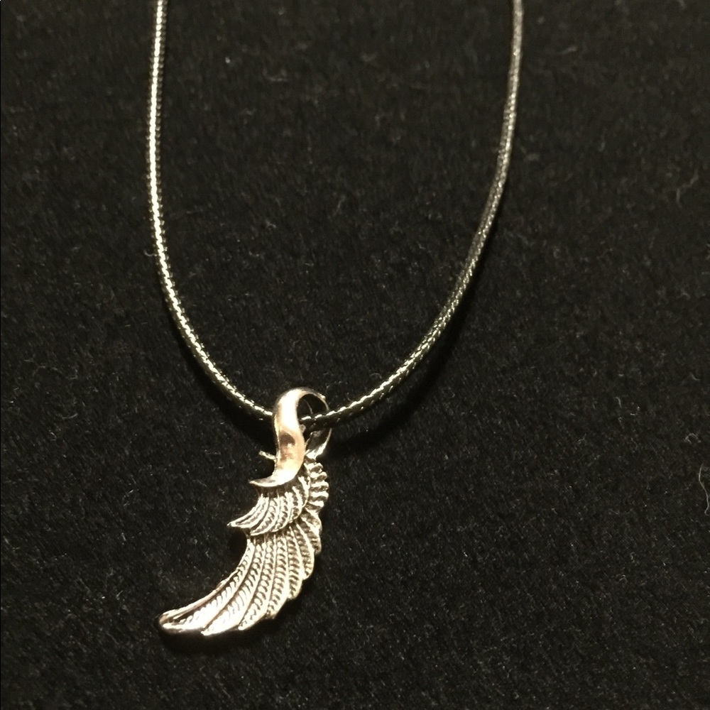 Angel Wing Charm/Black Cord New